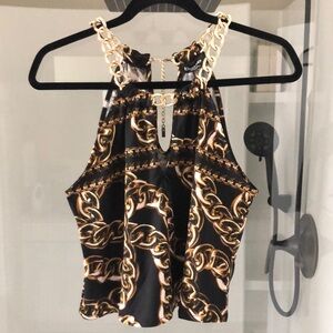Bebe chunky gold chain tank classy glam formal M office siren